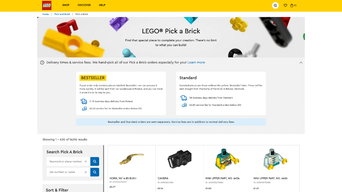 LEGO Pirates, Star Wars, and more pieces now available to buy on Pick a Brick