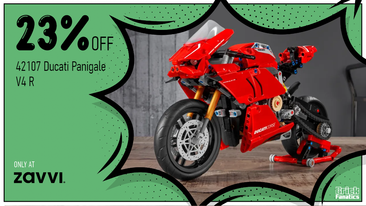 Zavvi's huge saving on LEGO Technic 42107 Ducati Panigale V4 R zooms in